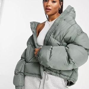 ASOS Sage Green Cropped Puffer Jacket